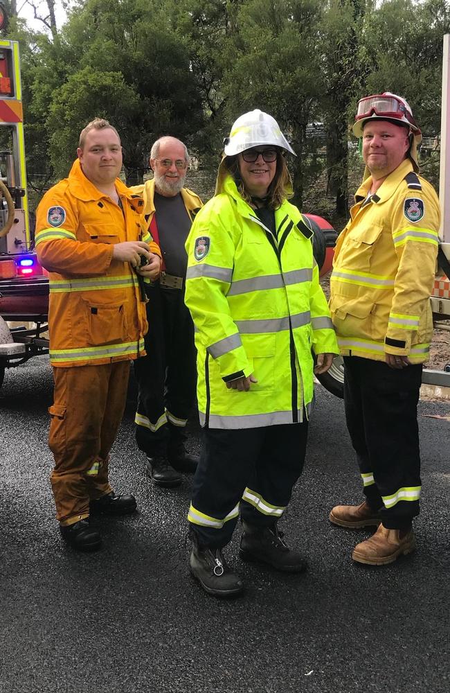 After months of fighting fires, Oakville Rural Fire Brigade heroes Glen Kelly, Colin Jones, Helen Ridge and David Pennycuick, helps save six children from flood waters. Picture: Oakville Rural Fire Brigade