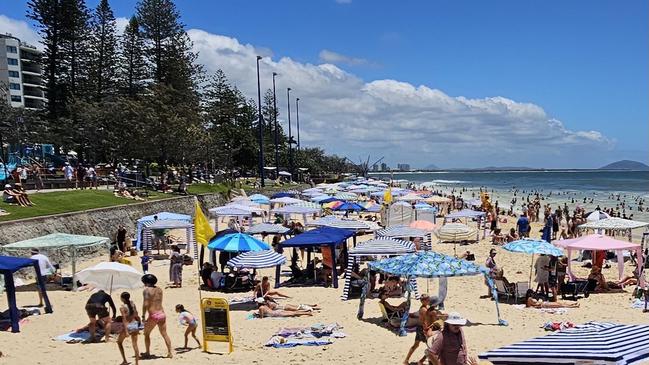 Beachgoers at Mooloolaba Beach. Picture: Contributed