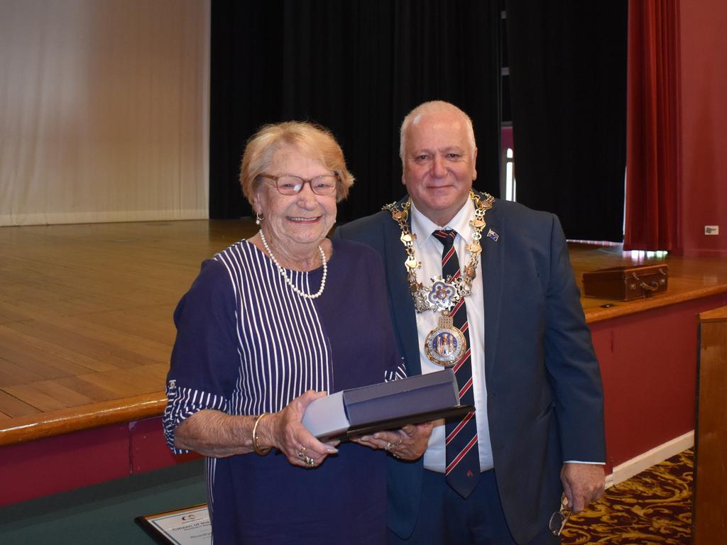 Southern Downs Citizen of the Year Rosalyn Keim with Mayor Vic Pennisi (Photo: Warwick Daily News)