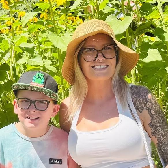 Kehani White and her son Hudson, 9.