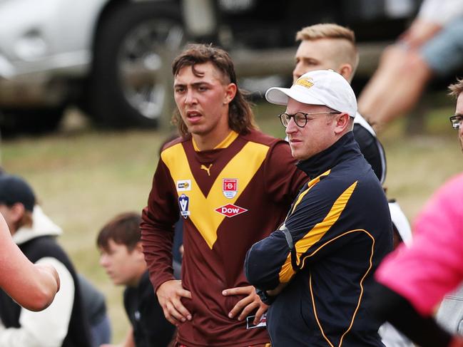 Drysdale coach Ben Carmichael. Drysdale v Barwon Heads senior BFL football. Picture: Alan Barber