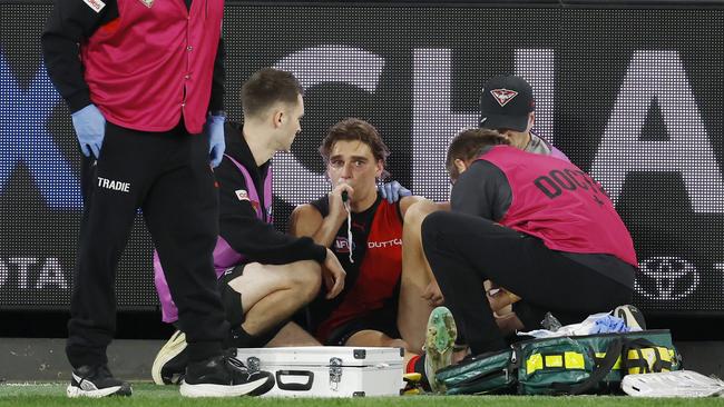 Harrison Jones suffered a horrific ankle injury. Picture: Michael Klein