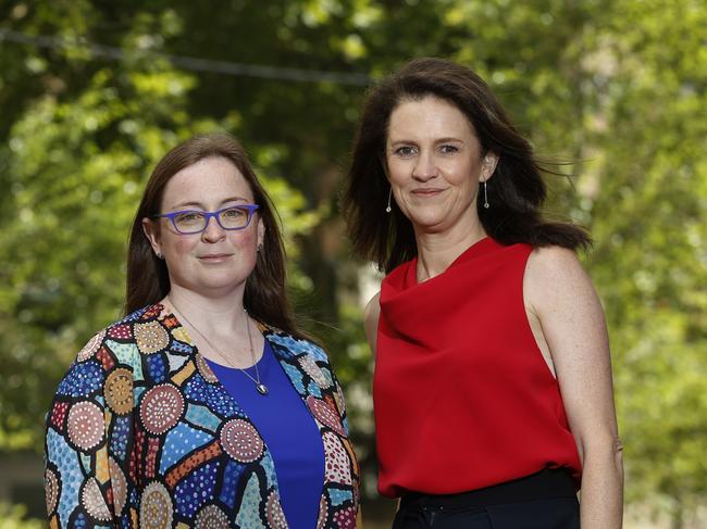 L to R:  CEO of St Vincents Clinic/Open Support Katie Viviers with Darling Point trauma and psychotherapist  Erica Schuman at St Vincents Open Support. Open support helps women who are suffering domestic violence.  Picture: John Appleyard