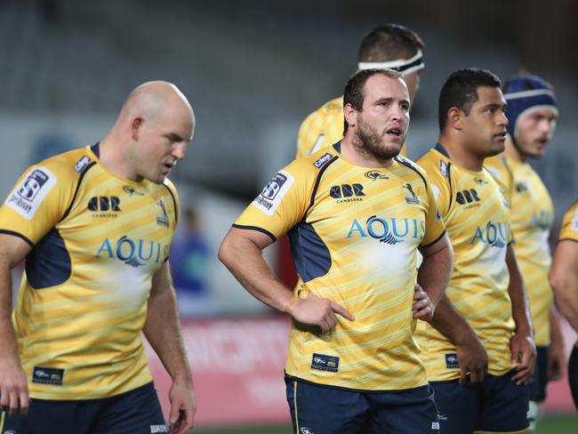 Brumbies players after their loss to the Blues.