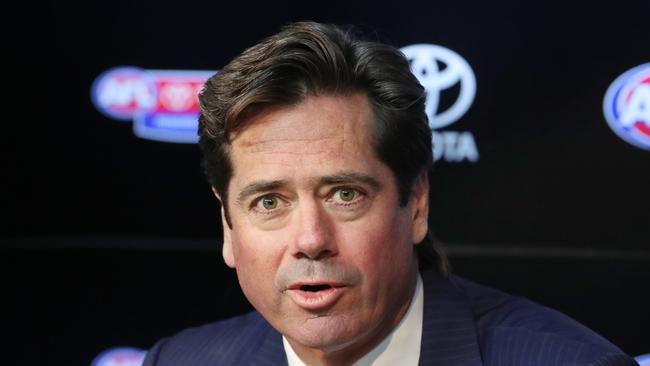 Gillon McLachlan called De Goey out. Picture: David Crosling