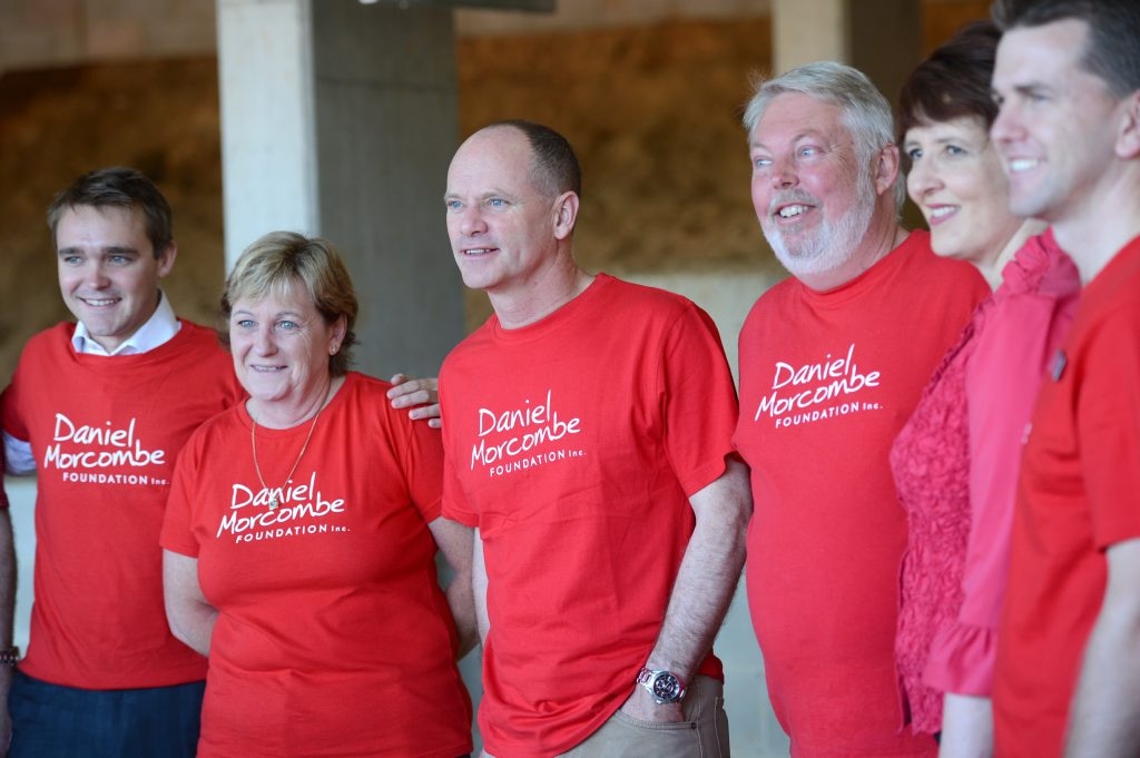 The 8th annual Walk for Daniel at Palmwoods. Campbell Newman (centre) with Denise and Bruce Morcombe . Picture: Warren Lynam