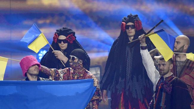 Kalush Orchestra from Ukraine received an emotionally-charged standing ovation after their dress rehearsal performance. Picture: Giorgio Perottino/Getty