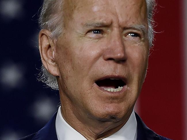 Democratic presidential candidate and former Vice President Joe Biden speaks at a  "Build Back Better" Clean Energy event on July 14, 2020 at the Chase Center in Wilmington, Delaware. (Photo by Olivier DOULIERY / AFP)