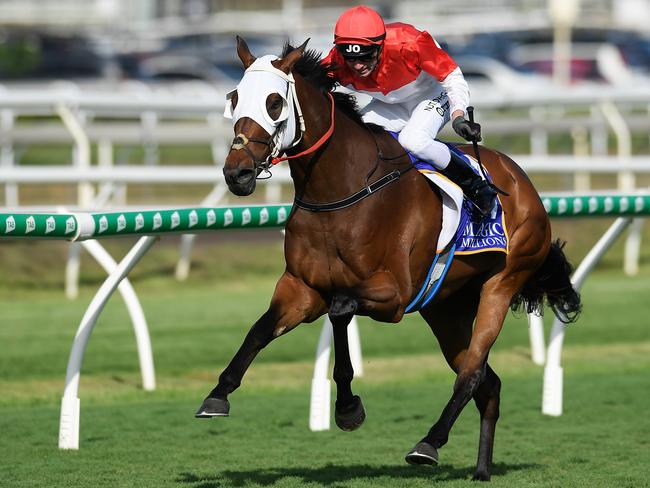 Niccanova charges to victory in the Magic Millions Bernborough Handicap.