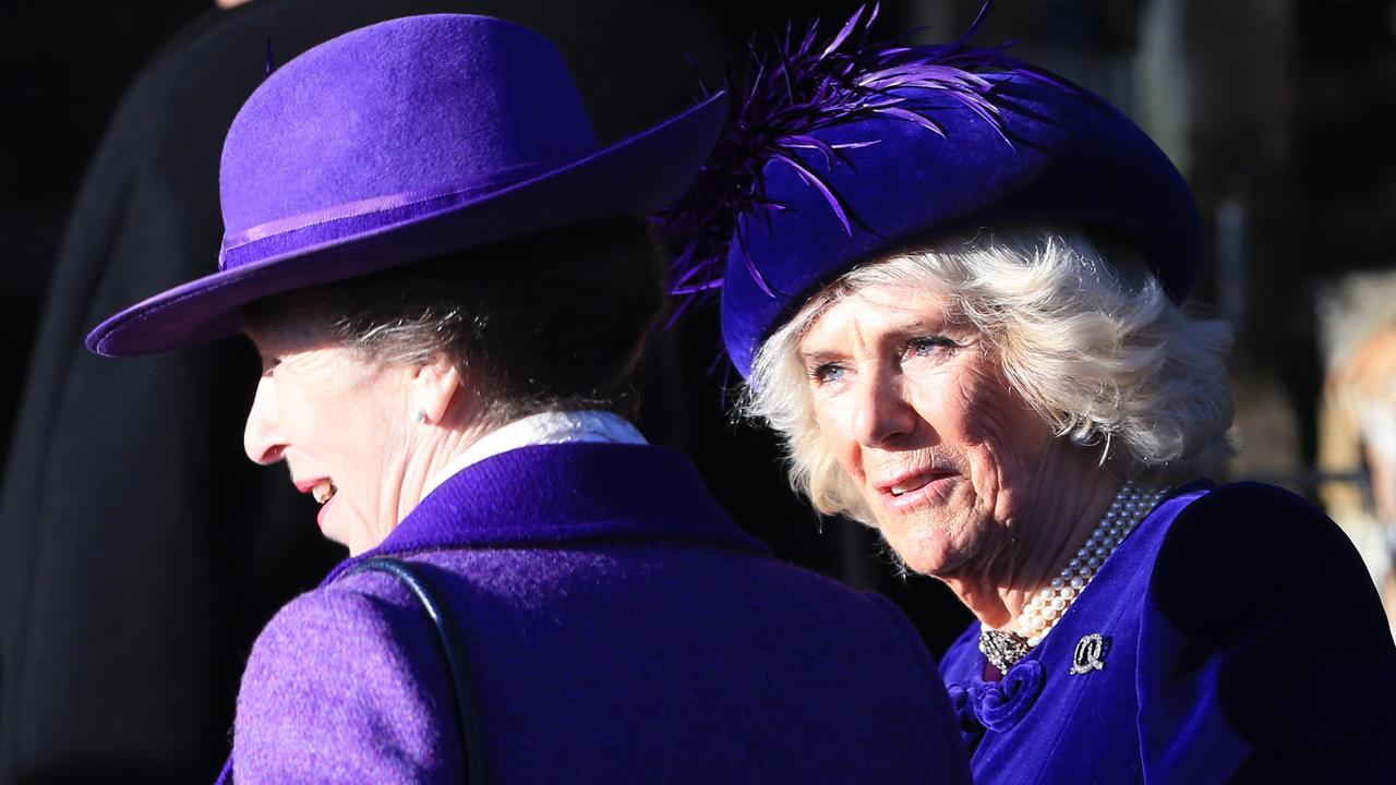 Princess Anne, Princess Royal and Camilla, Duchess of Cornwall attend the Christmas Day Church service at Church of St Mary Magdalene. Picture: Stephen Pond/Getty Images