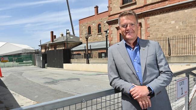 Flinders University vice-chancellor Colin Stirling at the site of the Festival Tower. Picture: Keryn Stevens