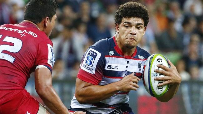 Super Rugby - Melbourne Rebels V Queensland Reds at AAMI Park , Sione Tuipulotu in action. . 12th March 2016 Picture: Colleen Petch.