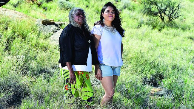 Jacinta Price and mother Bess in Alice Springs. Picture: Chloe Erlich