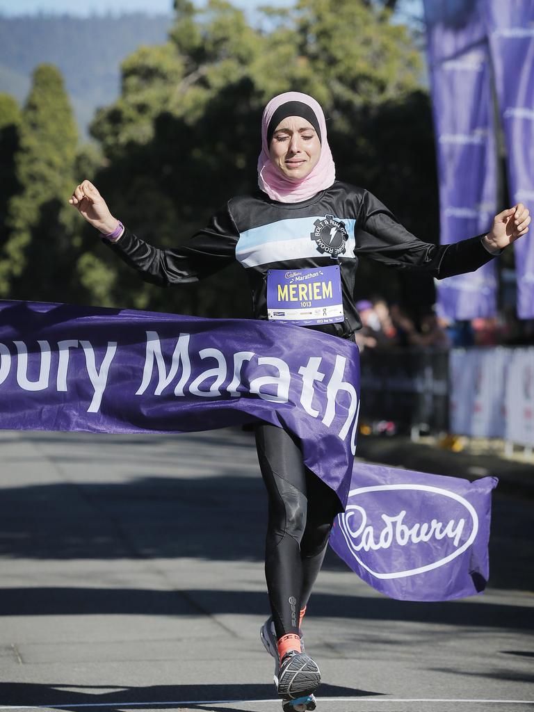 Hobart’s Meriem Daoui won the women’s full marathon at the 2019 Cadbury Marathon. Picture: MATHEW FARRELL