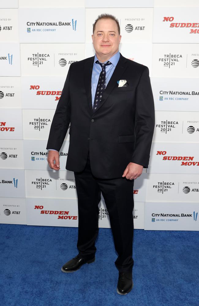 Brendan Fraser made a rare public appearance at the premiere of his new film, No Sudden Moves. Picture: Cindy Ord/Getty Images for Tribeca Festival