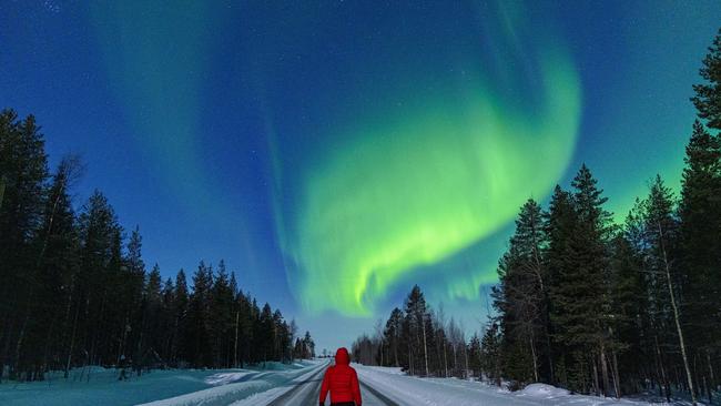 Viewing the Northern Lights in Finnish Lapland. Picture: Getty Images