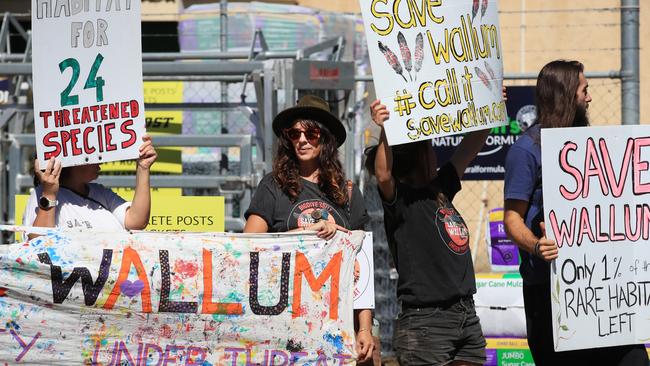 Protesters during Prime Minister Anthony Albanese’s visit to Bangalow this week. Picture: NCA NewsWire/Scott Powick