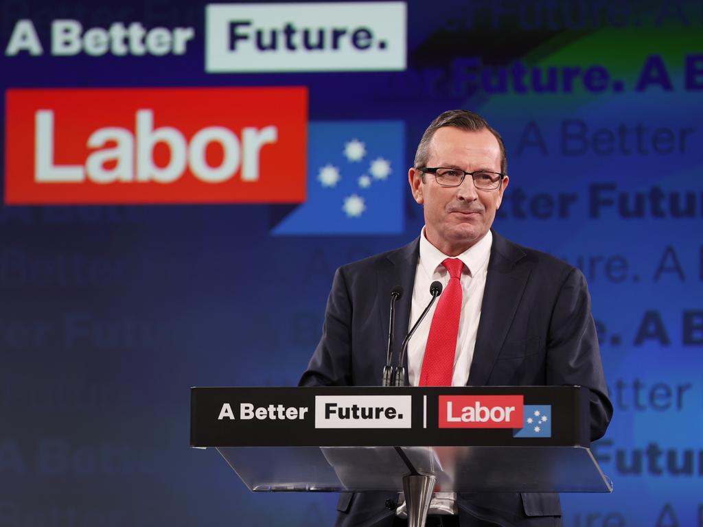 WA Premier Mark McGowan at Labor’s campaign launch. Picture: Paul Kane/Getty Images