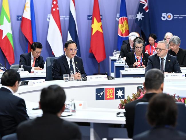 MELBOURNE, AUSTRALIA. MARCH 6, 2024. Australian Prime Minister Anthony Albanese (right) gives an address to the LeadersÃ¢â‚¬â„¢ Plenary during the 2024 ASEAN-Australia Special Summit at the Melbourne Convention and Exhibition Centre in Melbourne, Wednesday, March 6, 2024. PICTURE: POOL/ Joel Carrett/ NCA NewsWire