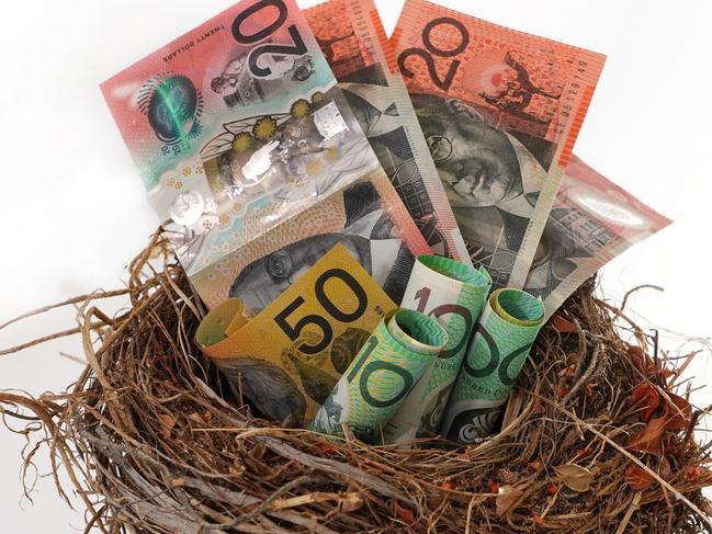 Nest Egg Savings with Australian Currency; superannuation generic