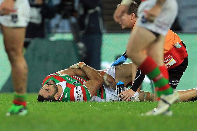 <p>Gallery NRL round 15 Eels v Rabbitohs: Greg Inglis with an injured arm. Picture: Mark Evans</p>