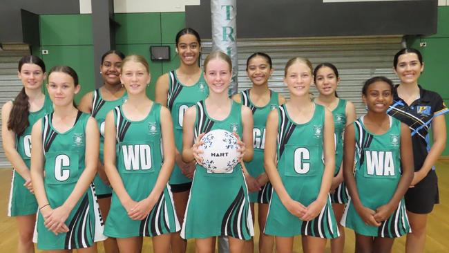 Trinity Bay State High School girls ahead of the Vicki Wilson Cup: Jane McCann, Tyra- Jade Blair, Karma Havini, Macey Croxford, Ruby Croxford, Ciarn MacBride, Ella- Moana Tikitau, Bianca Graham, Hayley Graham, Chloe White. Picture: Supplied