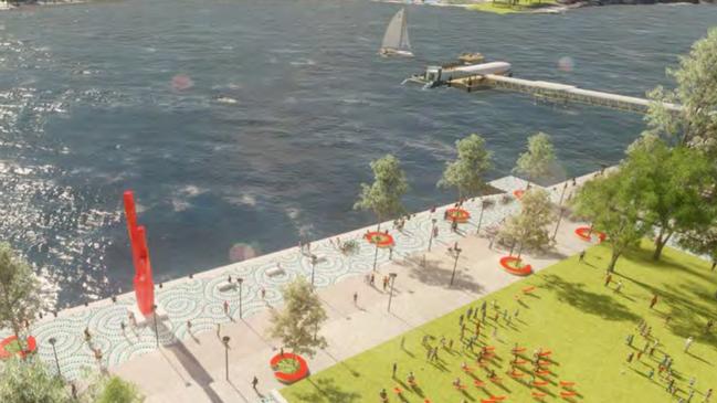 The proposed ferry wharf and open space on the Leeds St foreshore.