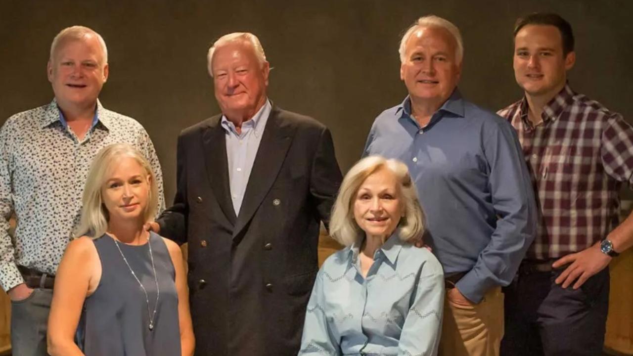 Terry Peabody, pictured with his family, made his fortune from the waste industry and his Transpacific company which he set up after moving to Australia from the US to work on the Snowy Hydro Scheme in the 1960s. Picture: Supplied