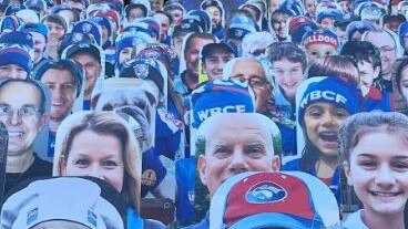 The cut outs of Bulldogs fans which will feature at Marvel Stadium on Friday night.