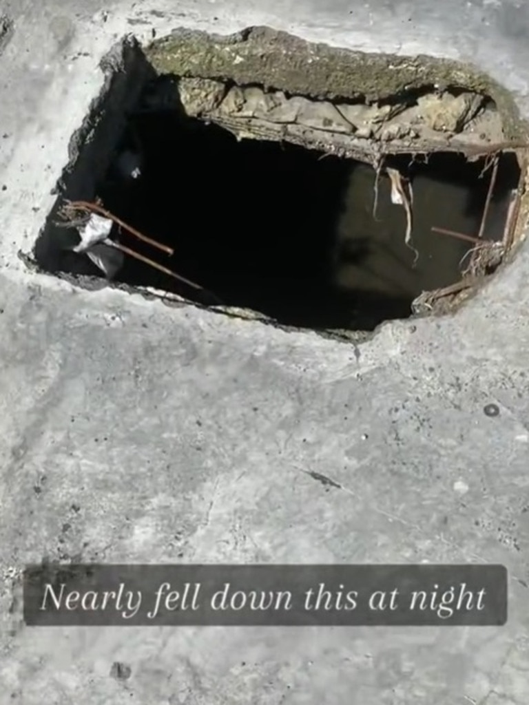 One tourist claimed they nearly fell into this hold at night. Picture: TikTok