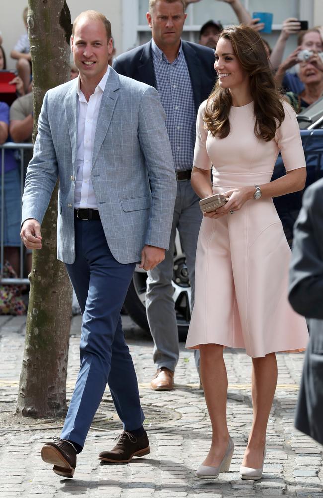 Catherine, Duchess of Cambridge and Prince William, Duke of Cambridge arrive at Truro Cathedral during a royal visit to Cornwall on September 1, 2016 in Truro, United Kingdom. Picture: Getty