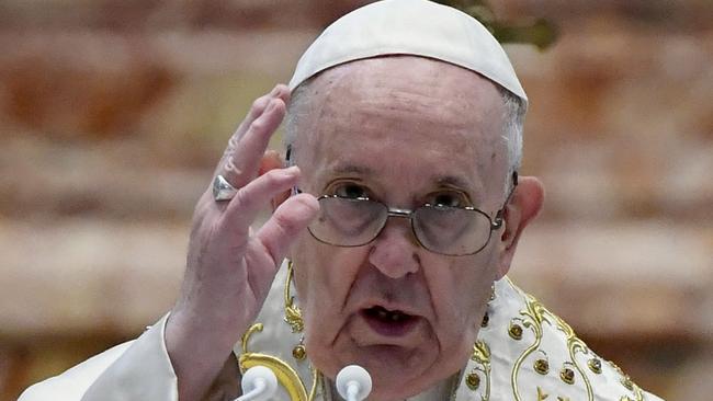 Pope Francis delivers his Urbi et Orbi Blessing after celebrating Easter Mass. Picture: AFP.