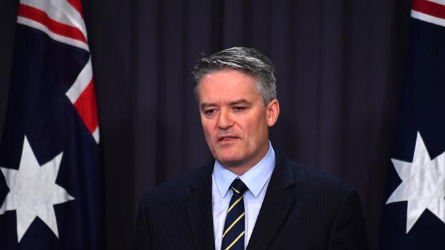 Mathias Cormann remains committed to corporate tax cuts. Picture: AAP.