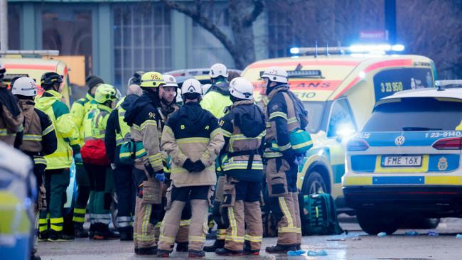 Emergency services work at the scene of the Risbergska School in Orebro, Sweden, on February 4, 2025, following reports of a serious violent crime. Picture: Kicki Nilsson/TT News Agency/AFP