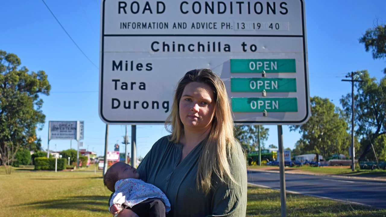 ROAD-SIDE BABY: Miles woman, Amanda Allen says she was ten minutes away from delivering her daughter Lacey on the side of the Warrego Highway. Picture: Kate McCormack