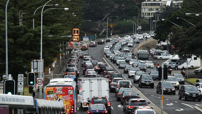 Traffic congestion on The Spit Bridge will be examined as part of a NSW Transport review of local major roads. Picture: Braden Fastier