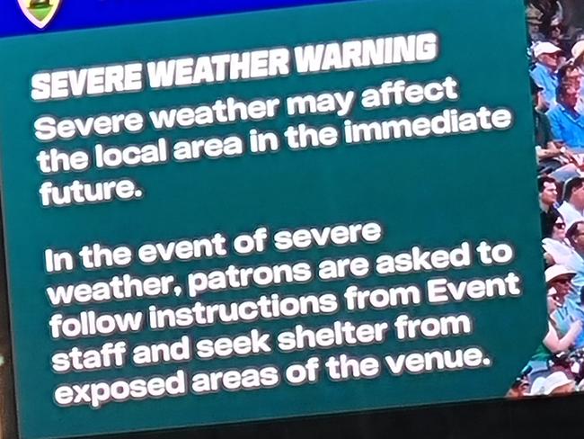 The severe weather warning issued by the MCG.