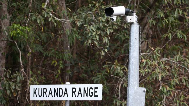 A road safety traffic camera installed on the Kuranda Range section of the Kennedy Highway by the Queensland government's Main Roads department. Picture: Brendan Radke