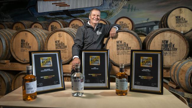 Rob Derksen from New Norfolk Distillery with the award winning rum. Picture: Caroline Tan