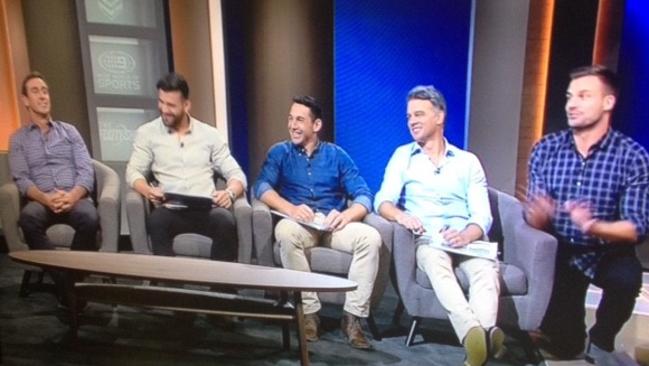 Beau Ryan is left without a chair on The Footy Show on Thursday night.