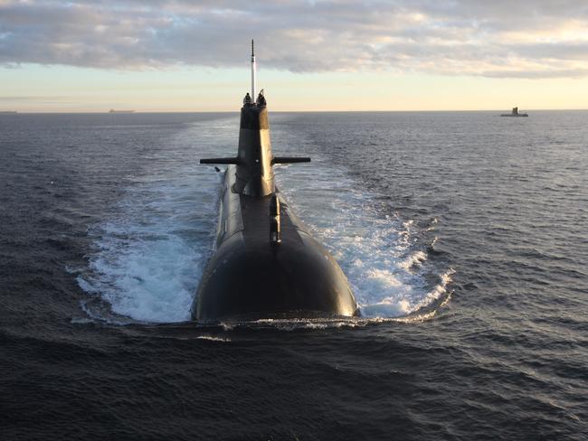 One of the Navy’s Collins Class submarines off the coast of West Australia.