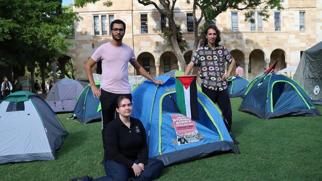 Rally organisers Youssef Hassan, 18, Will Sim, 21 and Rachel Nolan, 22. Picture: Mackenzie Scott