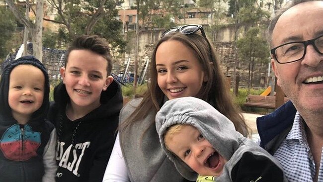 Smith with son Morgan, daughter Ashley, and twin sons Henry and Aengus. Picture: Instagram/chrissmithradio