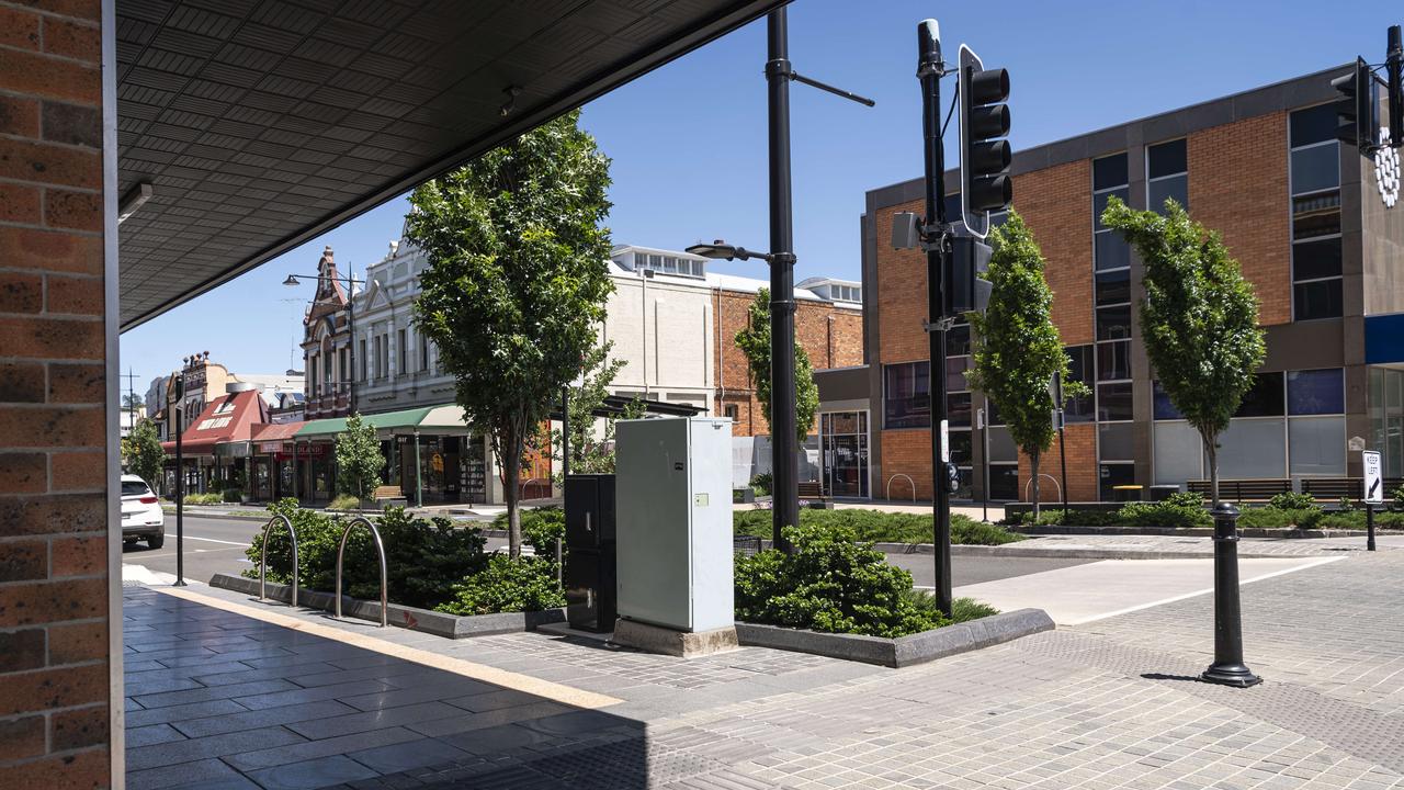 The intersection of Ruthven and Russell Sts in the Toowoomba CBD where a person was assaulted, Sunday, November 24, 2024.