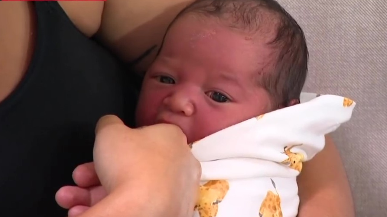 Baby Jaylen Kai was born happy and healthy. Picture: 7 News.