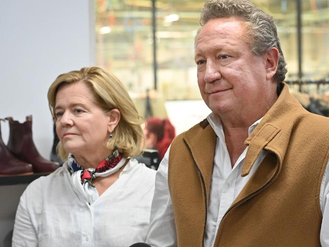 27/01/21. Andrew Forrest and wife Nicola will be touring the RM Williams manufacturing floor in Salisbury. It's the first time since they bought the business.  Picture: Keryn Stevens