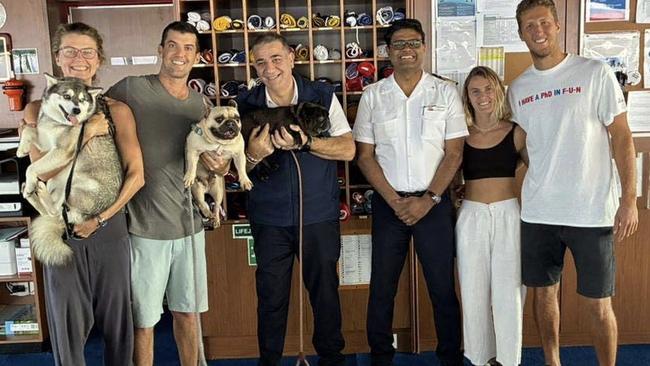 The sailors were on their way to Fiji when their engine failed and mast broke in rough seas off the coast of New Caledonia. Picture: Supplied