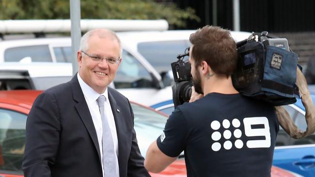 Prime Minister Scott Morrison on the campaign trail last month. Picture: Gary Ramage