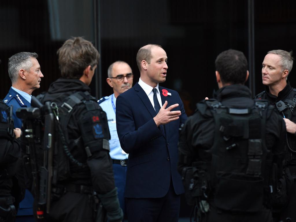 Prince William meeting with first responders who aided following the Christchurch terror attacks. Picture: Getty Images