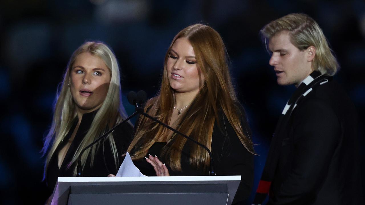 Brooke, Summer and Jackson Warne paid tribute to their dad. Picture: Mark Stewart